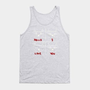 Hello I Love You cat - white lines Tank Top